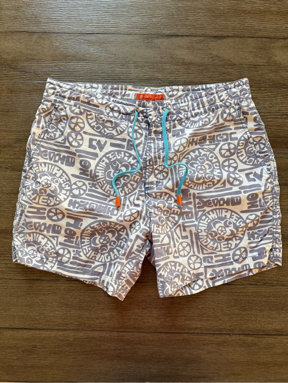 Tori Richard - Men's Printed Swim Trunks - Gray Pattern